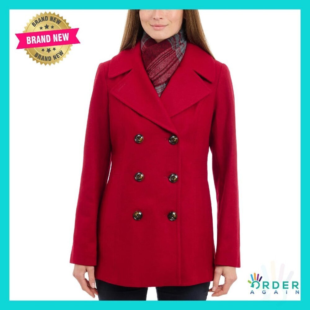 Double Breasted Wool Blend Peacoat Classic Elegant Chic Winter Coat Plus Size